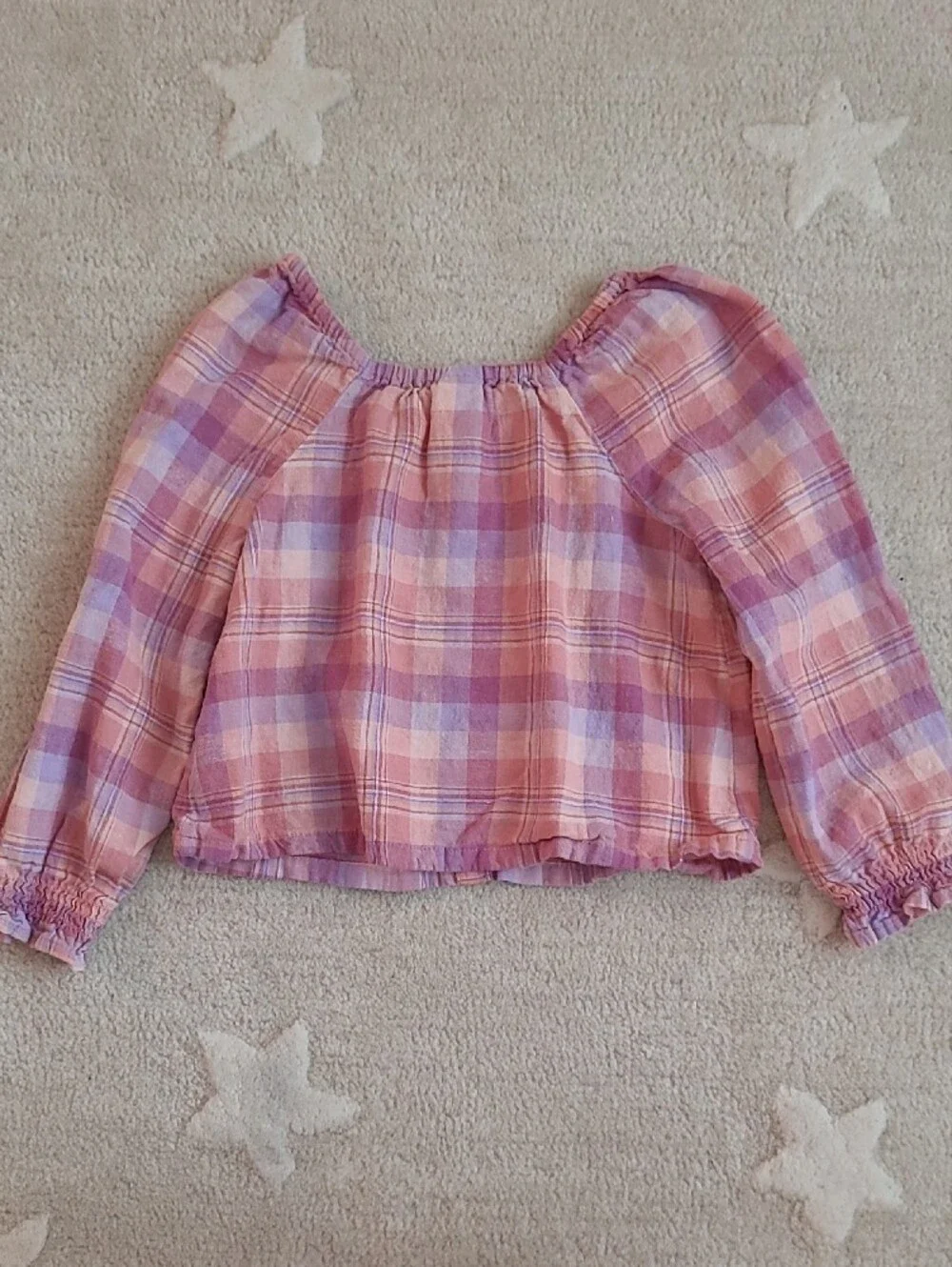 OshKosh B'gosh Pink and Lavender Plaid Button Blouse